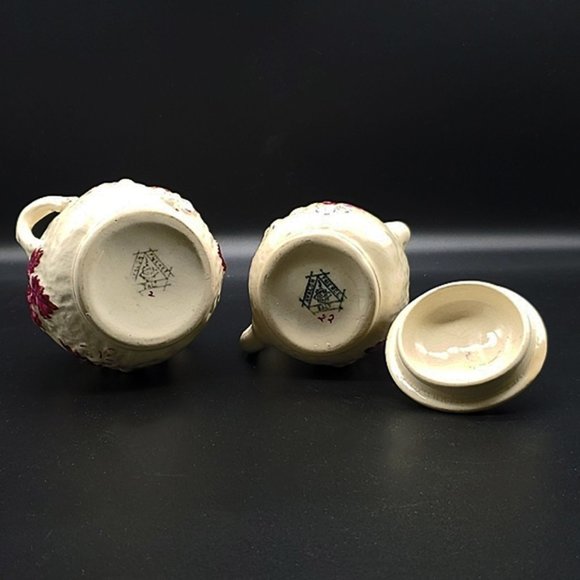 Avalon Faience Majolica Creamer/Sugar Haynes c1880 - Picture 10 of 12